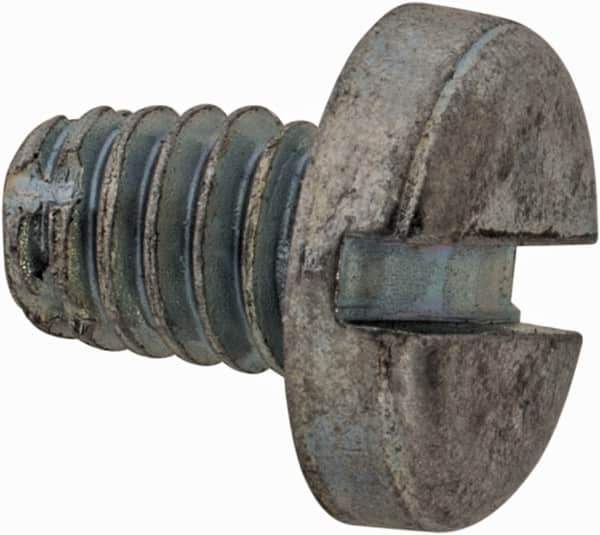 Value Collection - #8-32 UNC Thread, 1/4" Length Under Head, Slotted Drive Steel Thread Cutting Screw - Pan Head, Grade 2, Point Type F, Zinc-Plated Finish - Industrial Tool & Supply