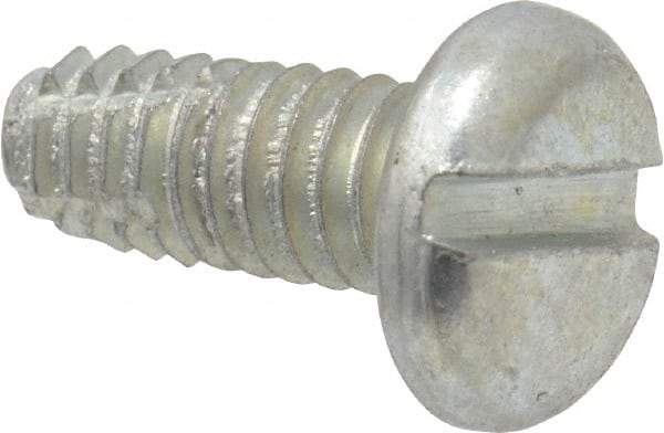 Value Collection - #8-32 UNC Thread, 3/8" Length Under Head, Slotted Drive Steel Thread Cutting Screw - Pan Head, Grade 2, Point Type F, Zinc-Plated Finish - Industrial Tool & Supply