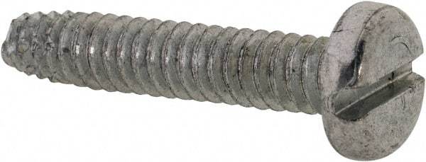 Value Collection - #10-24 UNC Thread, 1" Length Under Head, Slotted Drive Steel Thread Cutting Screw - Pan Head, Grade 2, Point Type F, Zinc-Plated Finish - Industrial Tool & Supply