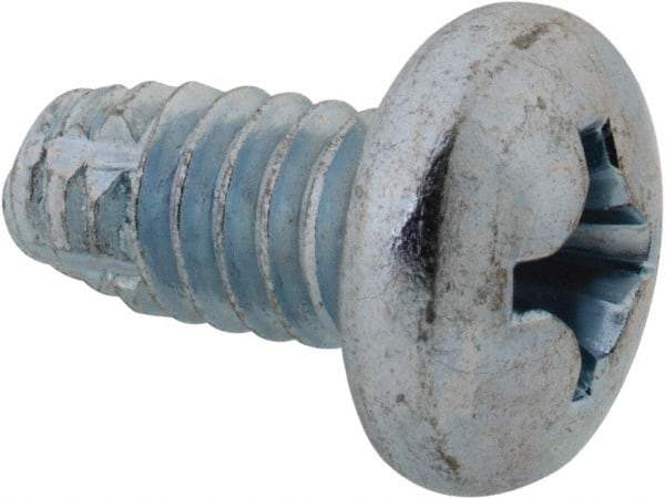 Value Collection - 1/4-20 UNC Thread, 1/2" Length Under Head, Slotted Drive Steel Thread Cutting Screw - Pan Head, Grade 2, Point Type F, Zinc-Plated Finish - Industrial Tool & Supply