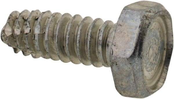 Value Collection - #6-32 UNC Thread, 3/8" Length Under Head, Hex Drive Steel Thread Cutting Screw - Hex Head, Grade 2, Point Type F, Zinc-Plated Finish - Industrial Tool & Supply