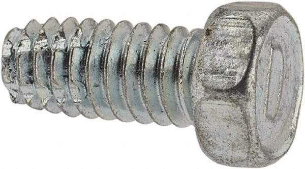 Value Collection - #8-32 UNC Thread, 3/8" Length Under Head, Hex Drive Steel Thread Cutting Screw - Hex Head, Grade 2, Point Type F, Zinc-Plated Finish - Industrial Tool & Supply