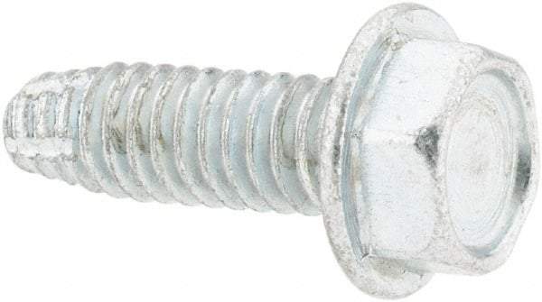 Value Collection - #8-32 UNC Thread, 1/2" Length Under Head, Hex Drive Steel Thread Cutting Screw - Hex Head, Grade 2, Point Type F, Zinc-Plated Finish - Industrial Tool & Supply