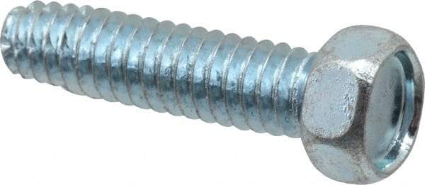 Value Collection - 1/4-20 UNC Thread, 1" Length Under Head, Hex Drive Steel Thread Cutting Screw - Hex Head, Grade 2, Point Type F, Zinc-Plated Finish - Industrial Tool & Supply