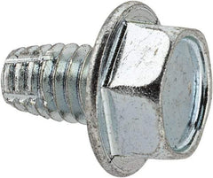 Value Collection - 5/16-18 UNC Thread, 1/2" Length Under Head, Hex Drive Steel Thread Cutting Screw - Hex Washer Head, Grade 2, Point Type F, Zinc-Plated Finish - Industrial Tool & Supply