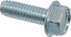 Value Collection - 5/16-18 UNC Thread, 1" Length Under Head, Hex Drive Steel Thread Cutting Screw - Hex Washer Head, Grade 2, Point Type F, Zinc-Plated Finish - Industrial Tool & Supply