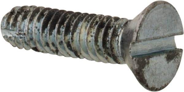 Value Collection - #8-32 UNC Thread, 5/8" OAL, Slotted Drive Steel Thread Cutting Screw - Flat Head, Grade 2, Point Type F, Zinc-Plated Finish - Industrial Tool & Supply
