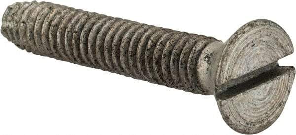 Value Collection - 1/4-20 UNC Thread, 1-1/2" OAL, Slotted Drive Steel Thread Cutting Screw - Flat Head, Grade 2, Point Type F, Zinc-Plated Finish - Industrial Tool & Supply