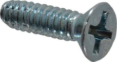 Value Collection - #6-32 UNC Thread, 1/2" OAL, Phillips Drive Steel Thread Cutting Screw - Flat Head, Grade 2, Point Type F, Zinc-Plated Finish - Industrial Tool & Supply