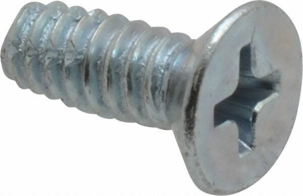 Value Collection - #10-24 UNC Thread, 1/2" OAL, Phillips Drive Steel Thread Cutting Screw - Flat Head, Grade 2, Point Type F, Zinc-Plated Finish - Industrial Tool & Supply