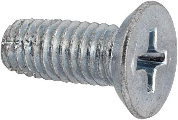 Value Collection - #10-32 UNF Thread, 1/2" OAL, Phillips Drive Steel Thread Cutting Screw - Flat Head, Grade 2, Point Type F, Zinc-Plated Finish - Industrial Tool & Supply