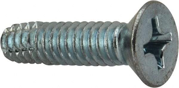 Value Collection - 1/4-20 UNC Thread, 1" OAL, Phillips Drive Steel Thread Cutting Screw - Flat Head, Grade 2, Point Type F, Zinc-Plated Finish - Industrial Tool & Supply
