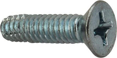 Value Collection - 1/4-20 UNC Thread, 1" OAL, Phillips Drive Steel Thread Cutting Screw - Flat Head, Grade 2, Point Type F, Zinc-Plated Finish - Industrial Tool & Supply
