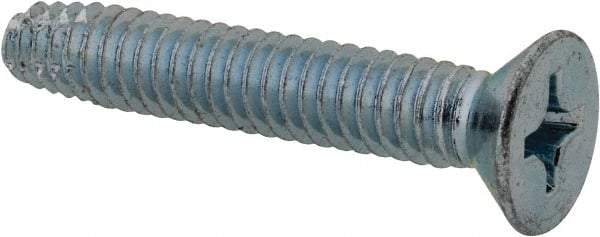 Value Collection - 1/4-20 UNC Thread, 1-1/2" OAL, Phillips Drive Steel Thread Cutting Screw - Flat Head, Grade 2, Point Type F, Zinc-Plated Finish - Industrial Tool & Supply