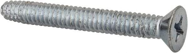 Value Collection - 1/4-20 UNC Thread, 2" OAL, Phillips Drive Steel Thread Cutting Screw - Flat Head, Grade 2, Point Type F, Zinc-Plated Finish - Industrial Tool & Supply