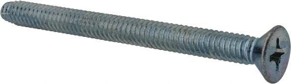 Value Collection - 1/4-20 UNC Thread, 3" OAL, Phillips Drive Steel Thread Cutting Screw - Flat Head, Grade 2, Point Type F, Zinc-Plated Finish - Industrial Tool & Supply