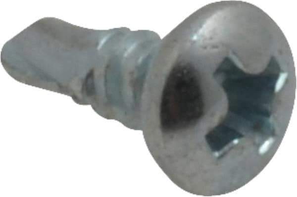 Value Collection - #6, Pan Head, Phillips Drive, 3/8" Length Under Head, #2 Point, Self Drilling Screw - Steel, Zinc-Plated Finish - Industrial Tool & Supply