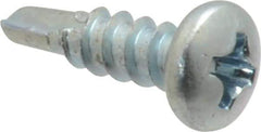 Value Collection - #6, Pan Head, Phillips Drive, 1/2" Length Under Head, #2 Point, Self Drilling Screw - Steel, Zinc-Plated Finish - Industrial Tool & Supply