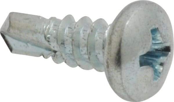 Value Collection - #8, Pan Head, Phillips Drive, 1/2" Length Under Head, #2 Point, Self Drilling Screw - Steel, Zinc-Plated Finish - Industrial Tool & Supply