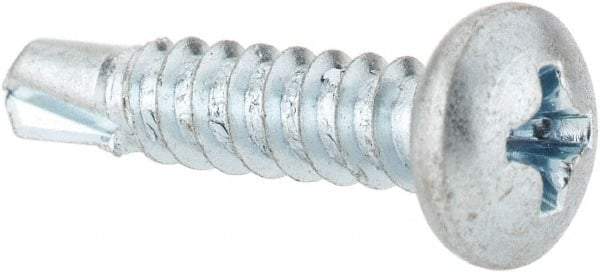 Value Collection - #8, Pan Head, Phillips Drive, 3/4" Length Under Head, #2 Point, Self Drilling Screw - Steel, Zinc-Plated Finish - Industrial Tool & Supply