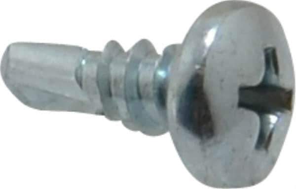 Value Collection - #10, Pan Head, Phillips Drive, 1/2" Length Under Head, #2 Point, Self Drilling Screw - Steel, Zinc-Plated Finish - Industrial Tool & Supply
