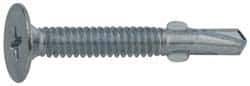 Value Collection - #10, Wafer Head, Phillips Drive, 1-7/16" Length Under Head, #2 Point, Self Drilling Screw - Steel, Zinc-Plated Finish - Industrial Tool & Supply