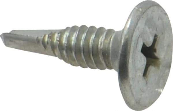 Value Collection - #10, Wafer Head, Phillips Drive, 3/4" Length Under Head, #2 Point, Self Drilling Screw - Steel, Zinc-Plated Finish - Industrial Tool & Supply