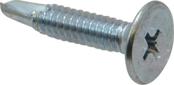 Value Collection - #10, Wafer Head, Phillips Drive, 1" Length Under Head, #2 Point, Self Drilling Screw - Steel, Zinc-Plated Finish - Industrial Tool & Supply
