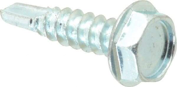 Value Collection - #10, Hex Washer Head, Hex Drive, 3/4" Length Under Head, #3 Point, Self Drilling Screw - Steel, Zinc-Plated Finish - Industrial Tool & Supply