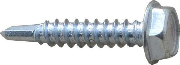 Value Collection - #10, Hex Washer Head, Hex Drive, 1" Length Under Head, #3 Point, Self Drilling Screw - Steel, Zinc-Plated Finish - Industrial Tool & Supply