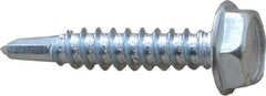 Value Collection - #10, Hex Washer Head, Hex Drive, 1" Length Under Head, #3 Point, Self Drilling Screw - Steel, Zinc-Plated Finish - Industrial Tool & Supply