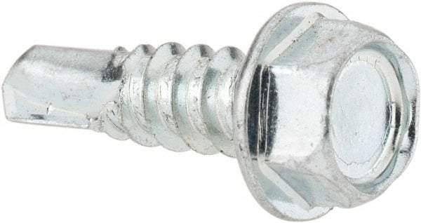 Value Collection - #12, Hex Washer Head, Hex Drive, 3/4" Length Under Head, #3 Point, Self Drilling Screw - Steel, Zinc-Plated Finish - Industrial Tool & Supply