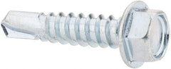 Value Collection - #12, Hex Washer Head, Hex Drive, 1" Length Under Head, #3 Point, Self Drilling Screw - Steel, Zinc-Plated Finish - Industrial Tool & Supply