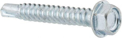 Value Collection - #12, Hex Washer Head, Hex Drive, 1-1/2" Length Under Head, #3 Point, Self Drilling Screw - Steel, Zinc-Plated Finish - Industrial Tool & Supply