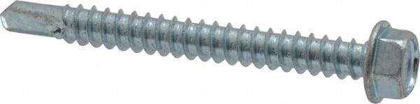 Value Collection - #12, Hex Washer Head, Hex Drive, 2" Length Under Head, #3 Point, Self Drilling Screw - Steel, Zinc-Plated Finish - Industrial Tool & Supply