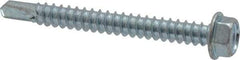 Value Collection - #12, Hex Washer Head, Hex Drive, 2" Length Under Head, #3 Point, Self Drilling Screw - Steel, Zinc-Plated Finish - Industrial Tool & Supply
