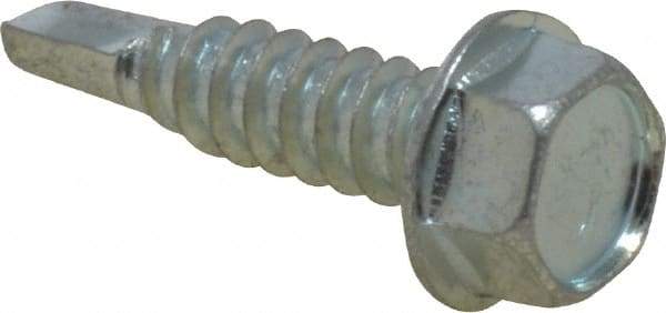 Value Collection - 1/4", Hex Washer Head, Hex Drive, 1" Length Under Head, #3 Point, Self Drilling Screw - Steel, Zinc-Plated Finish - Industrial Tool & Supply