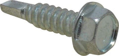 Value Collection - 1/4", Hex Washer Head, Hex Drive, 1" Length Under Head, #3 Point, Self Drilling Screw - Steel, Zinc-Plated Finish - Industrial Tool & Supply