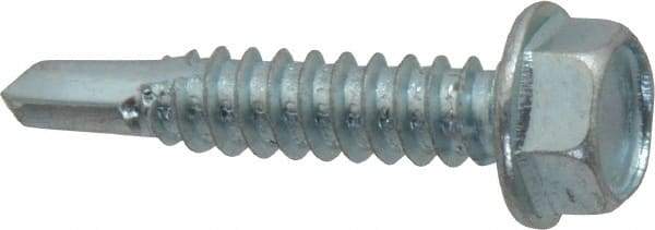 Value Collection - 1/4", Hex Washer Head, Hex Drive, 1-1/4" Length Under Head, #3 Point, Self Drilling Screw - Steel, Zinc-Plated Finish - Industrial Tool & Supply