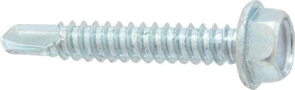 Value Collection - 1/4", Hex Washer Head, Hex Drive, 1-1/2" Length Under Head, #3 Point, Self Drilling Screw - Steel, Zinc-Plated Finish - Industrial Tool & Supply