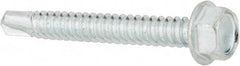 Value Collection - 1/4", Hex Washer Head, Hex Drive, 2" Length Under Head, #3 Point, Self Drilling Screw - Steel, Zinc-Plated Finish - Industrial Tool & Supply