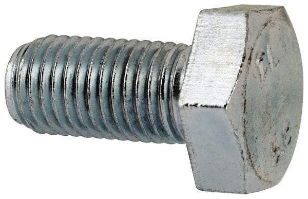 Value Collection - M10x1.25mm Metric Fine, 20mm Length Under Head Hex Head Cap Screw - Fully Threaded, Grade 8.8 Steel, Zinc-Plated Finish, 17mm Hex - Industrial Tool & Supply