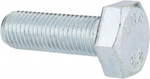 Value Collection - M10x1.25mm Metric Fine, 30mm Length Under Head Hex Head Cap Screw - Fully Threaded, Grade 8.8 Steel, Zinc-Plated Finish, 17mm Hex - Industrial Tool & Supply