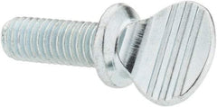 Value Collection - #10-32 Oval Shoulder Grade 2 Steel Thumb Screw - 1/2" OAL, Zinc-Plated Finish - Industrial Tool & Supply