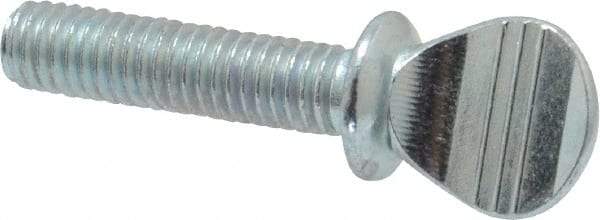 Value Collection - #10-32 Oval Shoulder Grade 2 Steel Thumb Screw - 3/4" OAL, Zinc-Plated Finish - Industrial Tool & Supply
