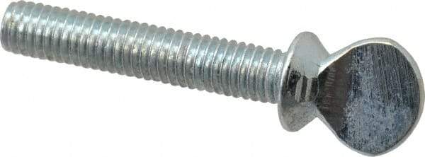 Value Collection - #10-32 Oval Shoulder Grade 2 Steel Thumb Screw - 1" OAL, Zinc-Plated Finish - Industrial Tool & Supply