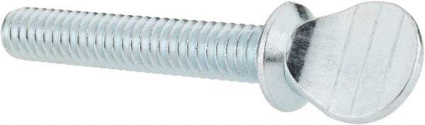 Value Collection - 1/4-20 Oval Shoulder Grade 2 Steel Thumb Screw - 1-1/2" OAL, Zinc-Plated Finish - Industrial Tool & Supply