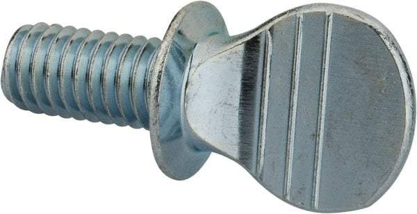 Value Collection - 3/8-16 Oval Shoulder Grade 2 Steel Thumb Screw - 3/4" OAL, Zinc-Plated Finish - Industrial Tool & Supply