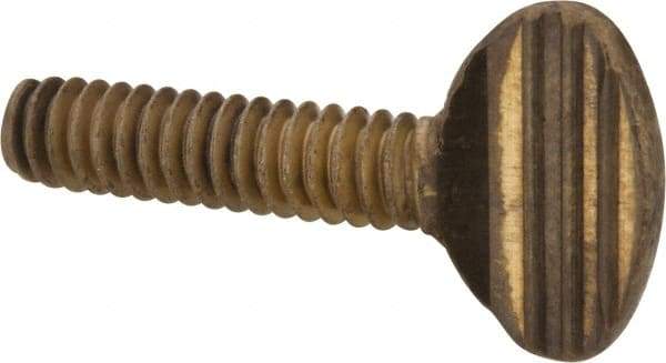 Value Collection - #10-24 Oval Shoulderless Brass Thumb Screw - 3/4" OAL, 0.48" Head Height - Industrial Tool & Supply