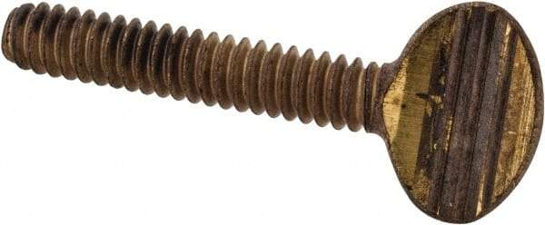 Value Collection - #10-24 Oval Shoulderless Brass Thumb Screw - 1" OAL, 0.48" Head Height - Industrial Tool & Supply